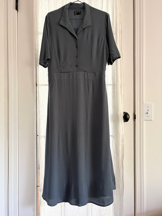 Frank & Oak Dresses & Skirts - Frank & Oak Slate Blue Button-Front Midi Dress M